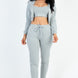 French Terry Cropped Cami With Zip-up Jacket And Joggers Set