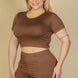 Plus Size Short Sleeve Crop Top & Shorts Set