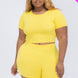 Plus Size Short Sleeve Crop Top & Shorts Set