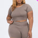 Plus Size Short Sleeve Crop Top & Shorts Set