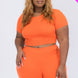 Plus Size Short Sleeve Crop Top & Shorts Set