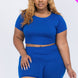 Plus Size Short Sleeve Crop Top & Shorts Set