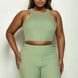 Plus Size Ribbed Cropped Tank Top And Biker Shorts Set