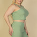 Plus Size Ribbed Cropped Tank Top And Biker Shorts Set