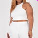 Plus Size Ribbed Cropped Tank Top And Biker Shorts Set