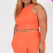 Plus Size Ribbed Cropped Tank Top And Biker Shorts Set