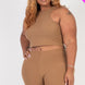Plus Size Ribbed Cropped Tank Top And Biker Shorts Set