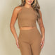 Ribbed Cropped Tank Top And Biker Shorts Set