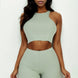 Ribbed Cropped Tank Top And Biker Shorts Set