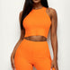 Ribbed Cropped Tank Top And Biker Shorts Set