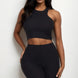 Ribbed Cropped Tank Top And Biker Shorts Set
