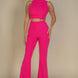 Ribbed Mock Neck Crop Tank Top & Bootcut Pants Set