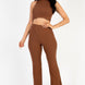 Ribbed Mock Neck Crop Tank Top & Bootcut Pants Set