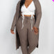 Plus Size Ribbed Long Cardigan & Leggings Set