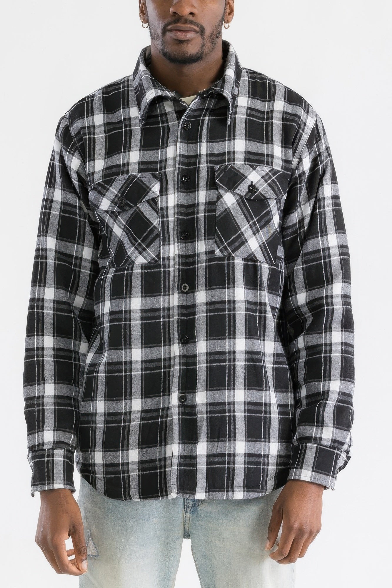 Mens Quilted Padded Flannel Jacket