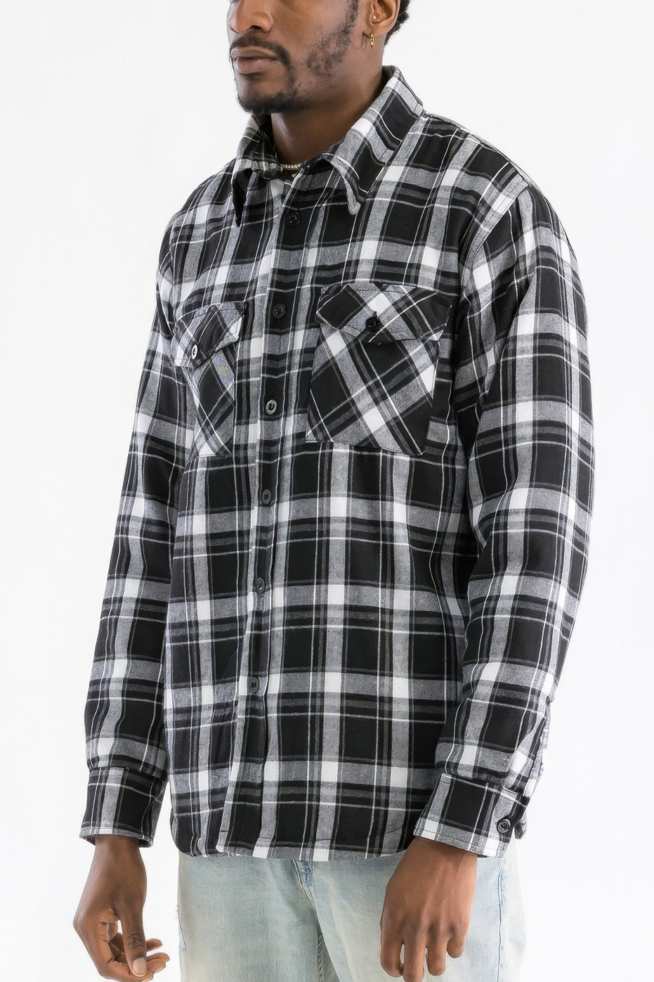 Mens Quilted Padded Flannel Jacket