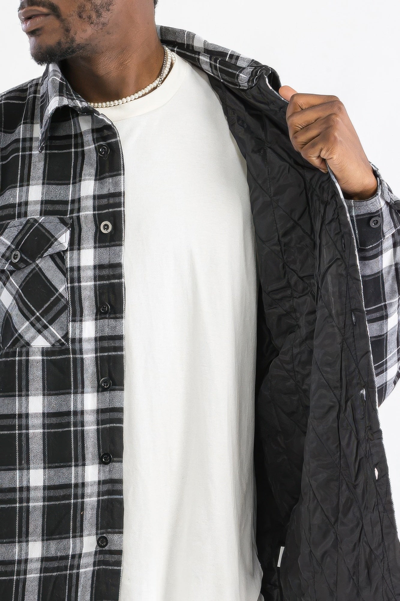 Mens Quilted Padded Flannel Jacket