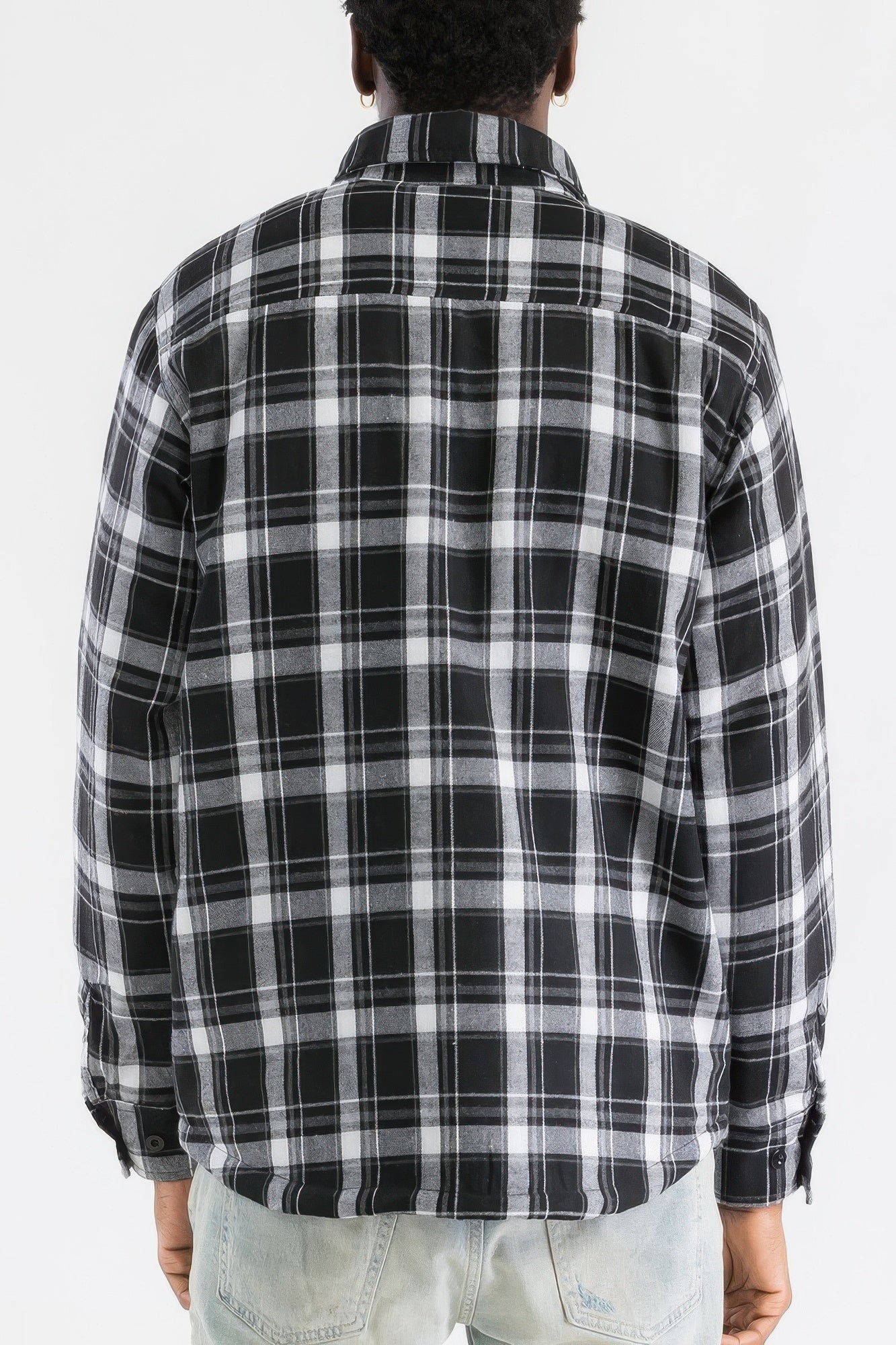 Mens Quilted Padded Flannel Jacket