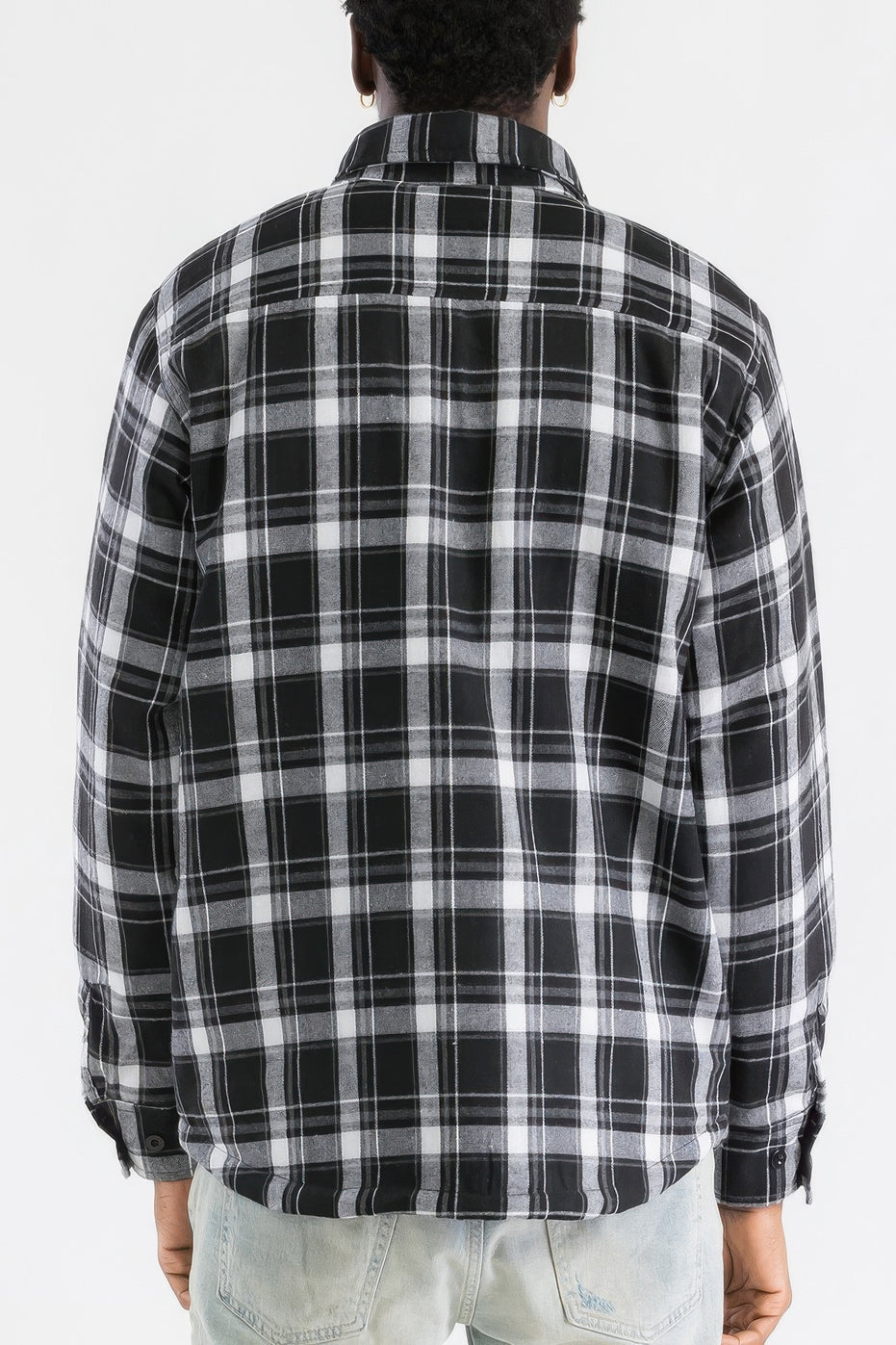Mens Quilted Padded Flannel Jacket