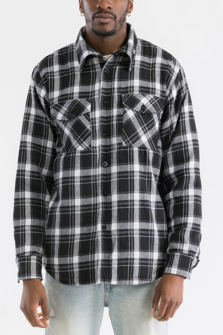 Mens Quilted Padded Flannel Jacket