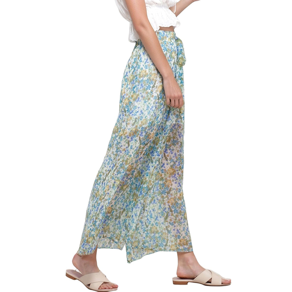 Pleione Women's Floral Chiffon Palazzo Pant