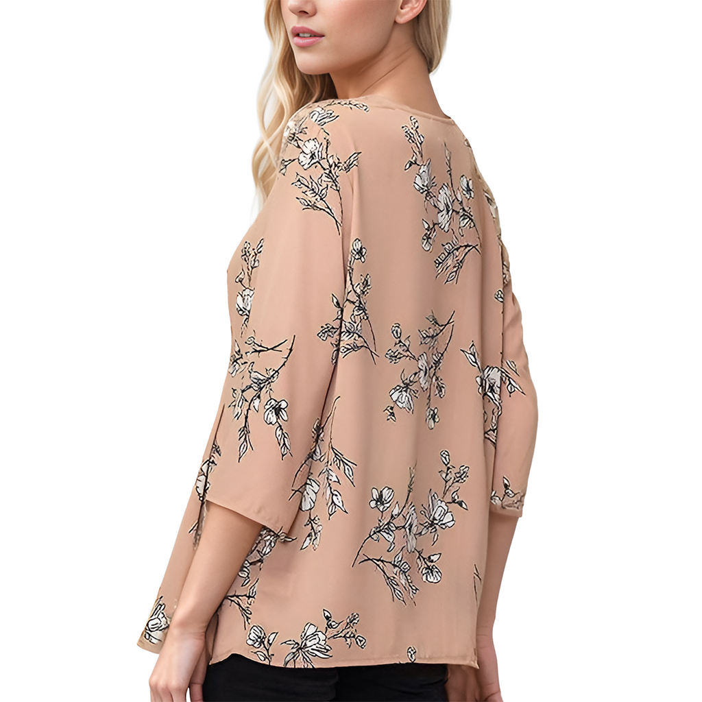 Pleione Women's 3/4 Sleeve Pleated Blouse Top