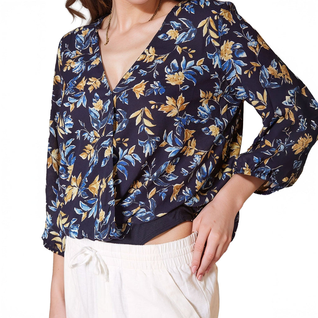 Pleione Women's V-Neck Printed Bodysuit