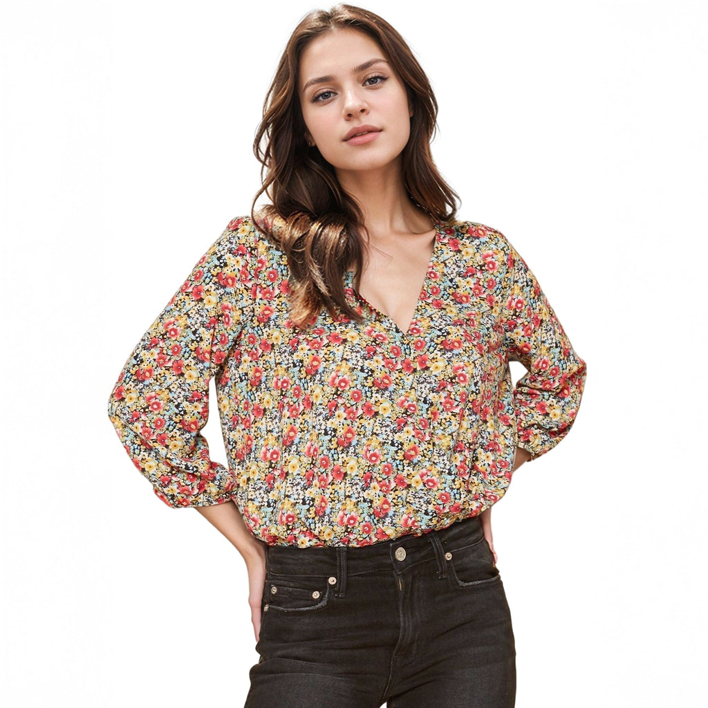 Pleione Women's V-Neck Printed Bodysuit