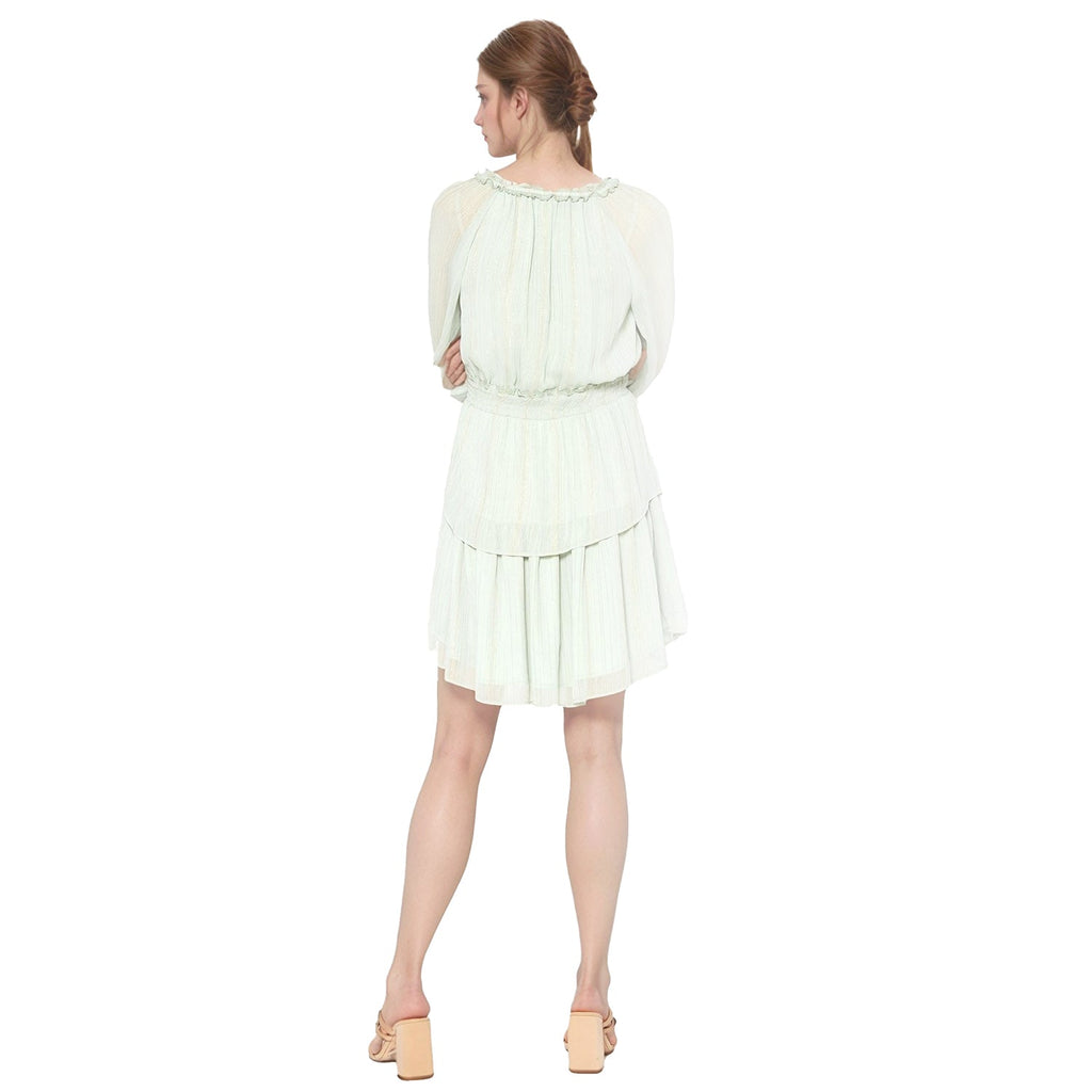 Pleione Long Sleeve Smocked Cinched Waist Dress