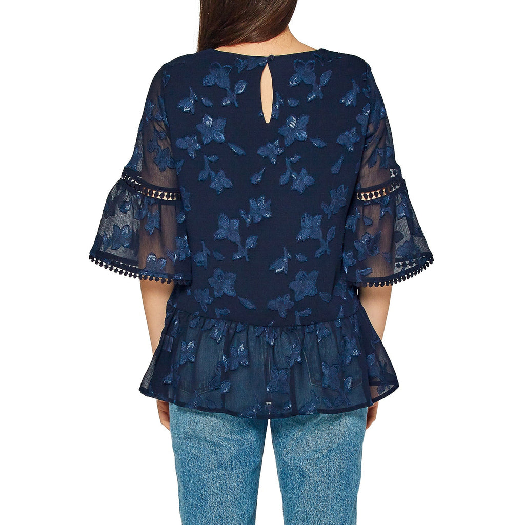 Pleione Women's Charmuese Contrast Cross Front Blouse