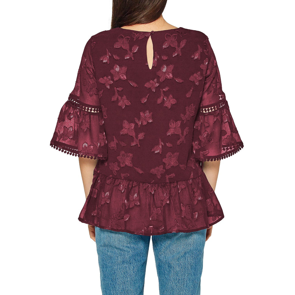 Pleione Women's Charmuese Contrast Cross Front Blouse