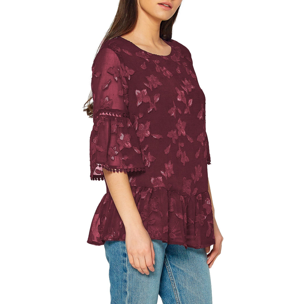 Pleione Women's Charmuese Contrast Cross Front Blouse