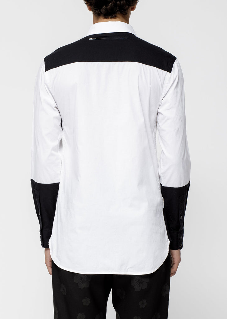 Konus Men's Zip Pocket Button Up in White Black by Shop at Konus