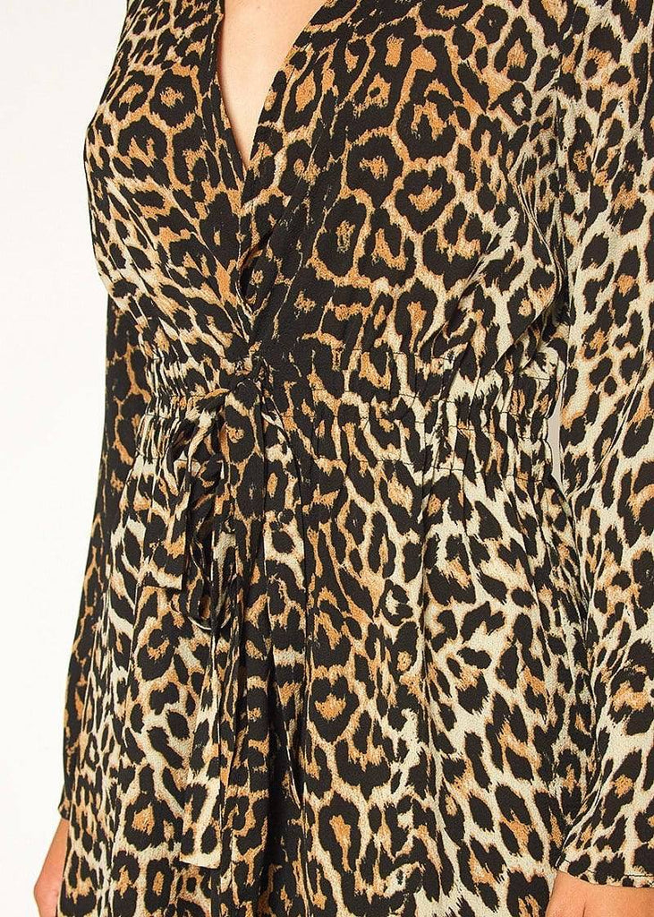 Pleione Women's Leopard Tie Front Top