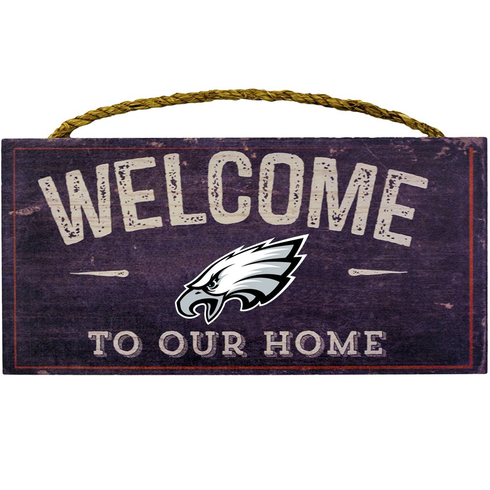 Philadelphia Eagles - Welcome Distressed 6" X 12" Sign, Multicolored