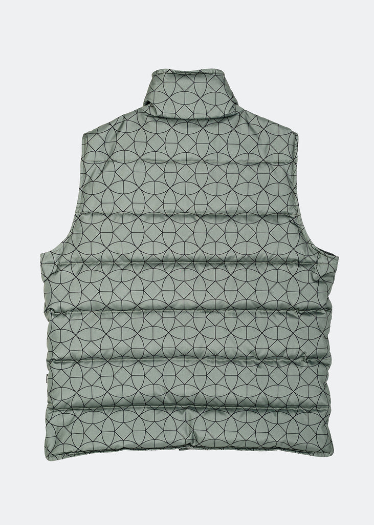 Konus Men's Printed Puffer Vest in Olive by Shop at Konus