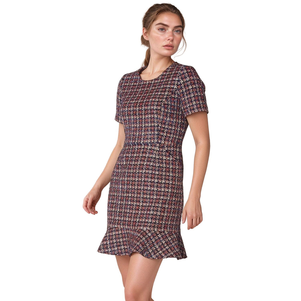 Pleione Women's Flare Hem Dress in Red Plaid