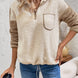 Perfee Contrast Half Zip Long Sleeve Sweatshirt