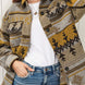 Pocketed Geometric Collared Neck Jacket
