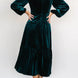 V-Neck Long Sleeve Midi Velvet Dress