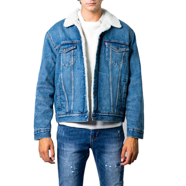 Levi`s Sky Blue Denim Fur-Lined Men's Blazer
