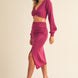 MABLE Front Twisted Knit Top and Midi Skirt Set