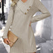 Perfee V-Neck Long Sleeve Knit Dress