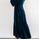 V-Neck Long Sleeve Midi Velvet Dress