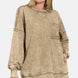 Zenana Exposed Seam Round Neck Dropped Shoulder Sweatshirt