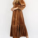 V-Neck Long Sleeve Midi Velvet Dress