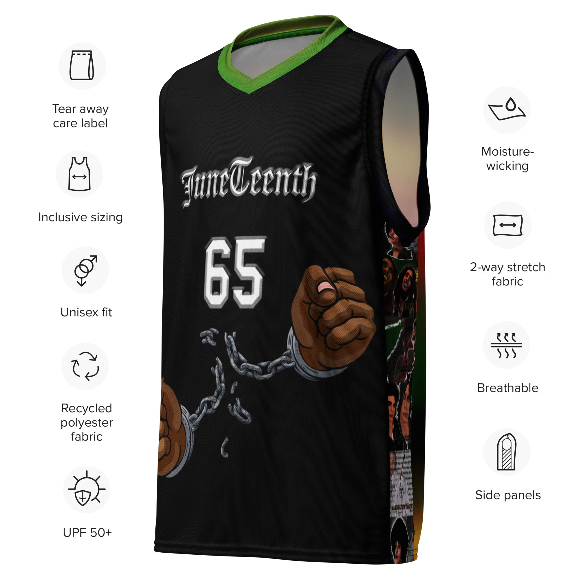 Juneteenth Kimante Recycled Unisex Basketball Jersey Alternative