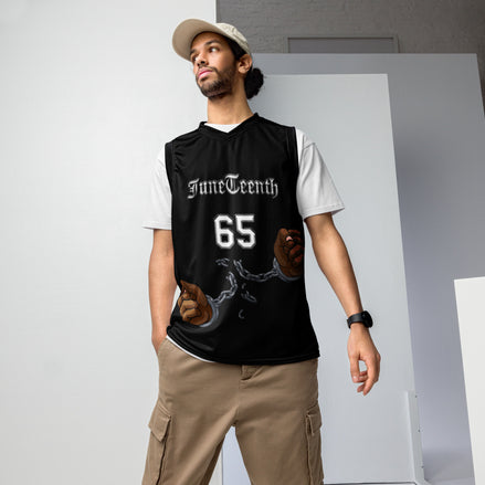 Juneteenth Kimante Recycled Unisex Basketball Jersey All Black