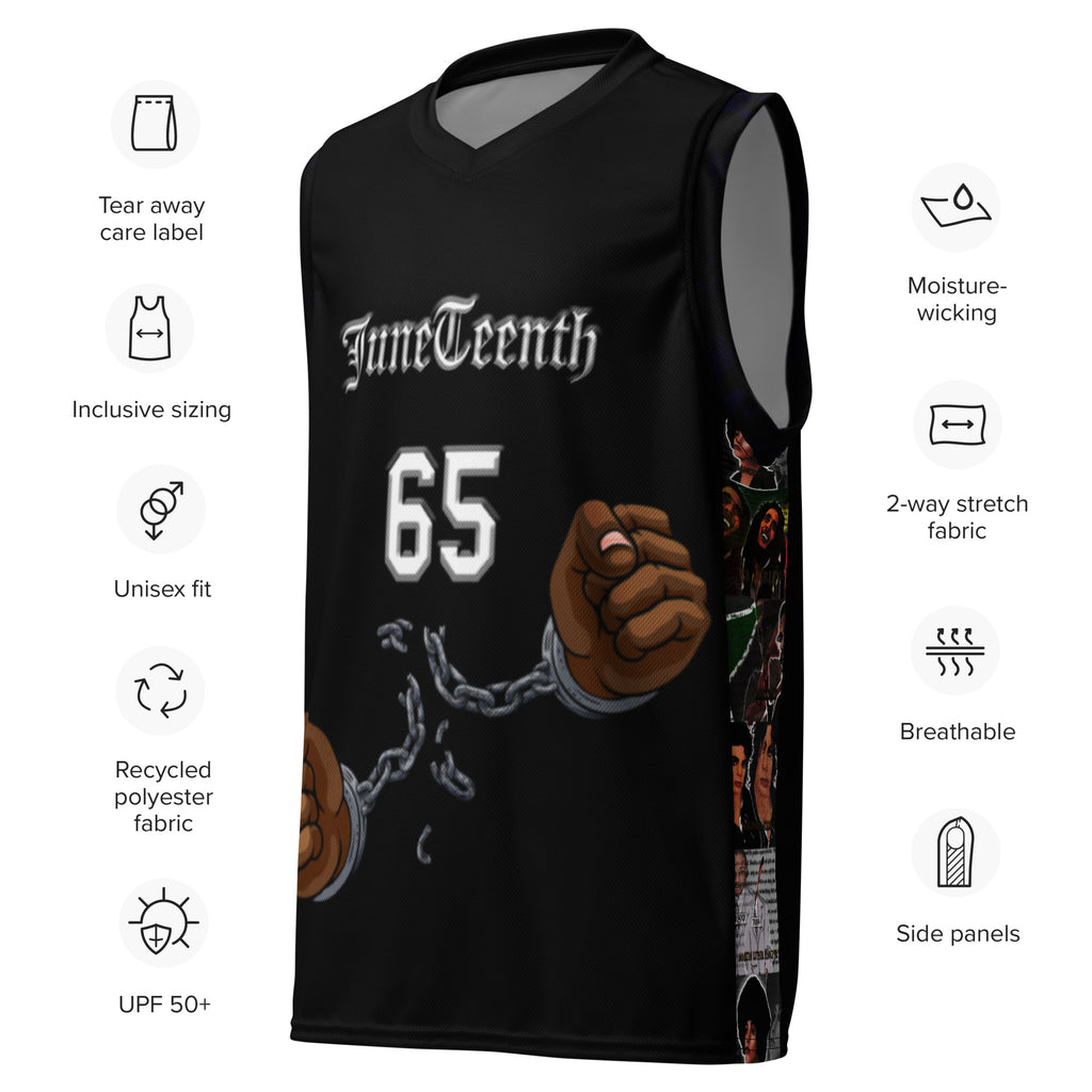 Juneteenth Kimante Recycled Unisex Basketball Jersey All Black
