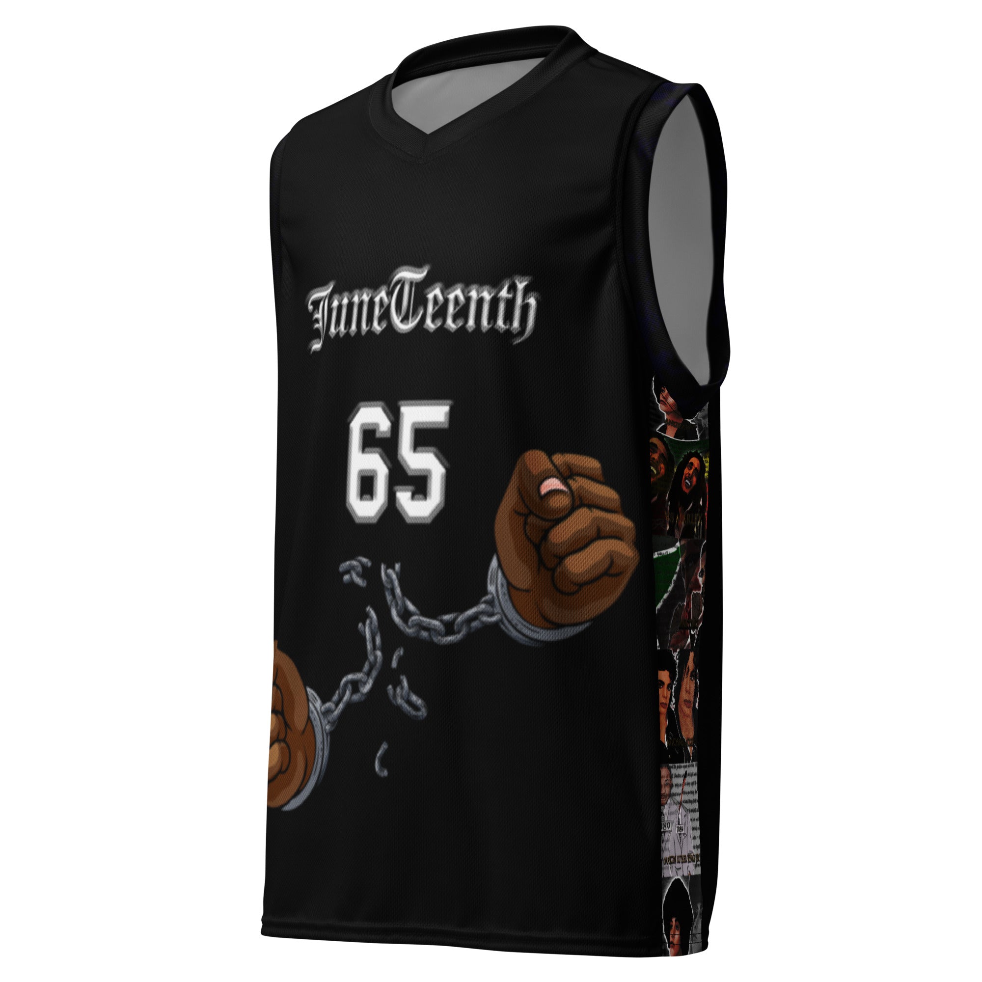Juneteenth Kimante Recycled Unisex Basketball Jersey All Black